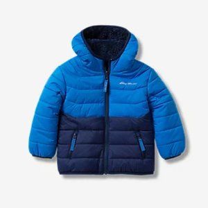 Eddie Bauer Boys' Deer Harbor Reversible Hooded Jacket Island Blue NWT